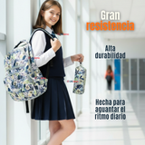 Mochila Escolar Con Estuche 46cm Poliéster Impermeable Niña Juvenil