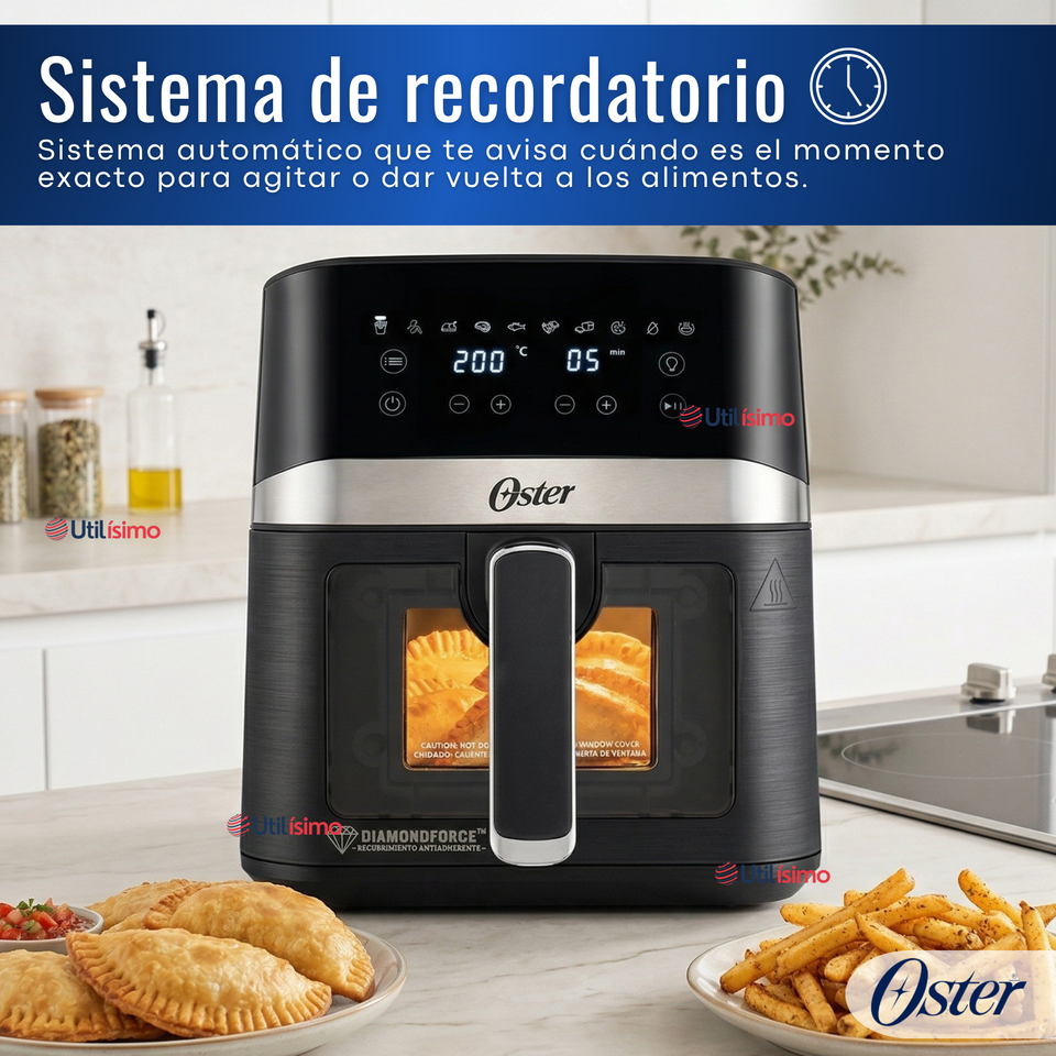 Freidora de aire digital Oster® con recubrimiento Oster® DiamondForce, 4L de capacidad, CKSTAF40WDDF 1300W