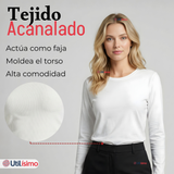 Camiseta Polar Polera Cuello Redondo Mujer Manga Larga Tela Acanalada Colores Surtidos