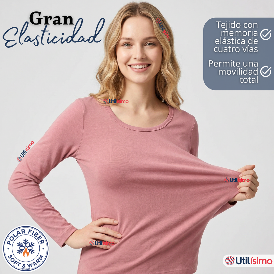 Pack 3 Camisetas Poleras Polar Primera Capa Manga Larga Colores Surtidos Mujer