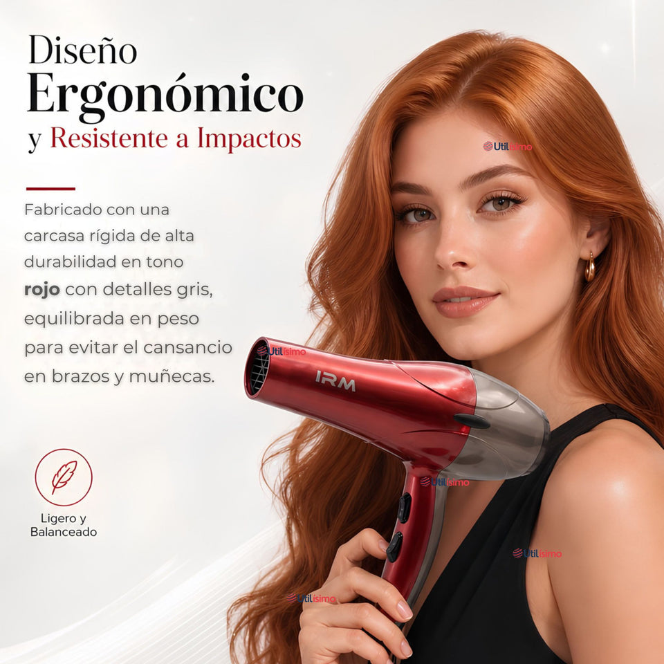 Secador De Cabello Profesional 3500W IRM Alta Potencia 2 Boquillas
