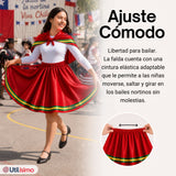 Traje Nortino Juvenil Con Polera 4 Piezas Rojo Baile Típico Fiestas Patrias