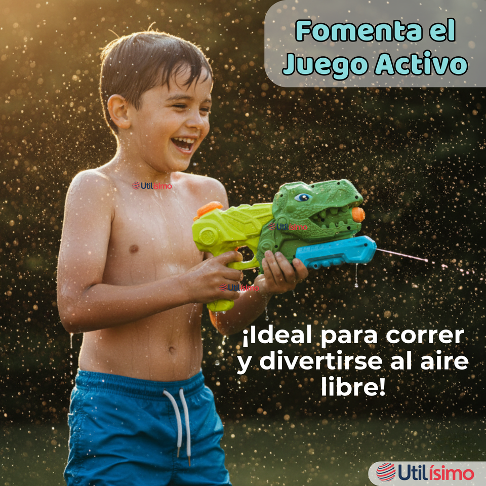 Pistola Lanza Agua Dinosaurio Color Verde Juguete 30cm Niño