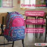 Mochila Bolso Escolar + Estuche + Lonchera 43Cm Niña Tela Oxford Love Graffiti