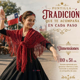 Pack 3 Puntillas Chales Traje Típico Baile Chilote Mujer  Rojo  110x51cm