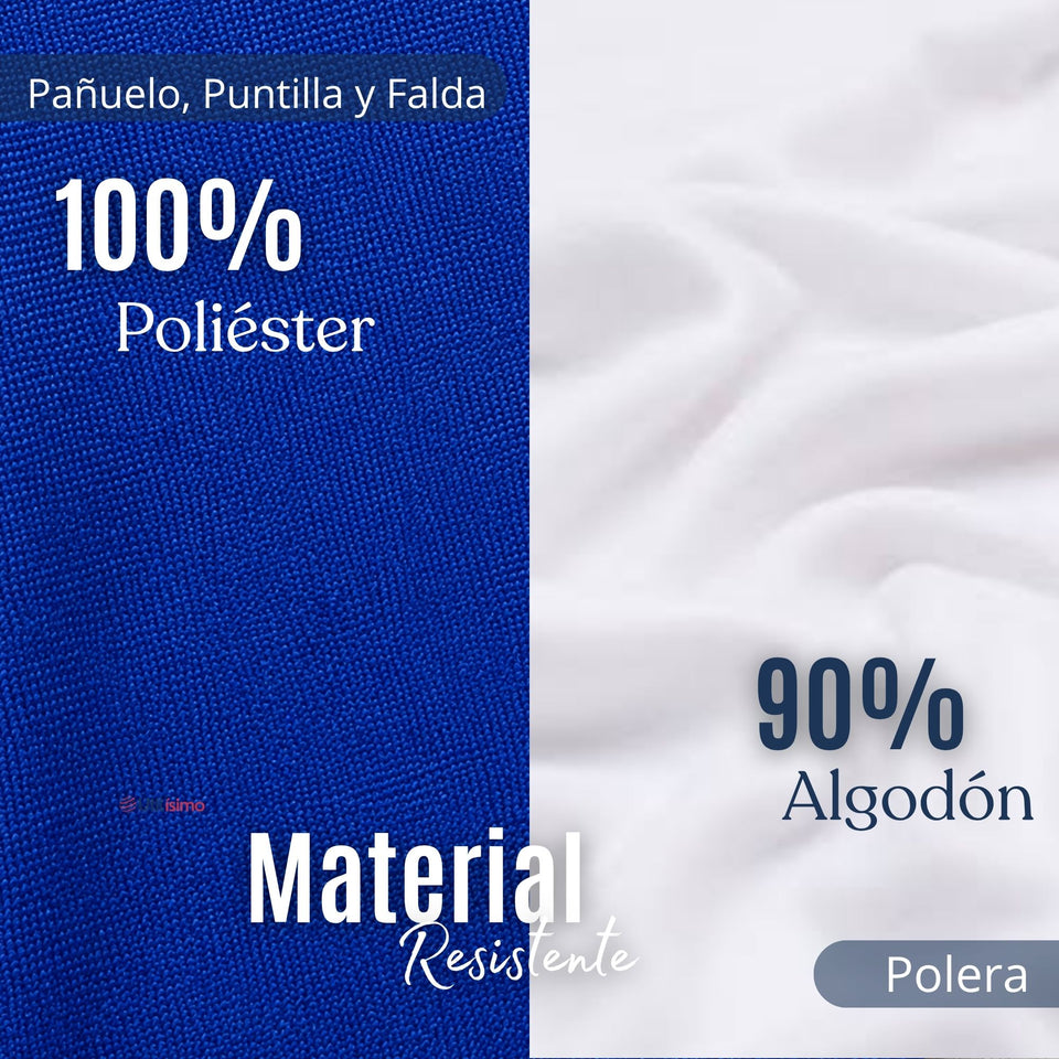 Traje Chilote Niña Azul Fiestas Patrias Con Camisa 4 Piezas Tradicional Chilota