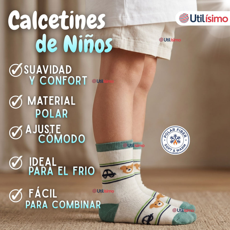 Pack 6 Pares Calcetines Toalla Niño Suaves Cálidos Invierno