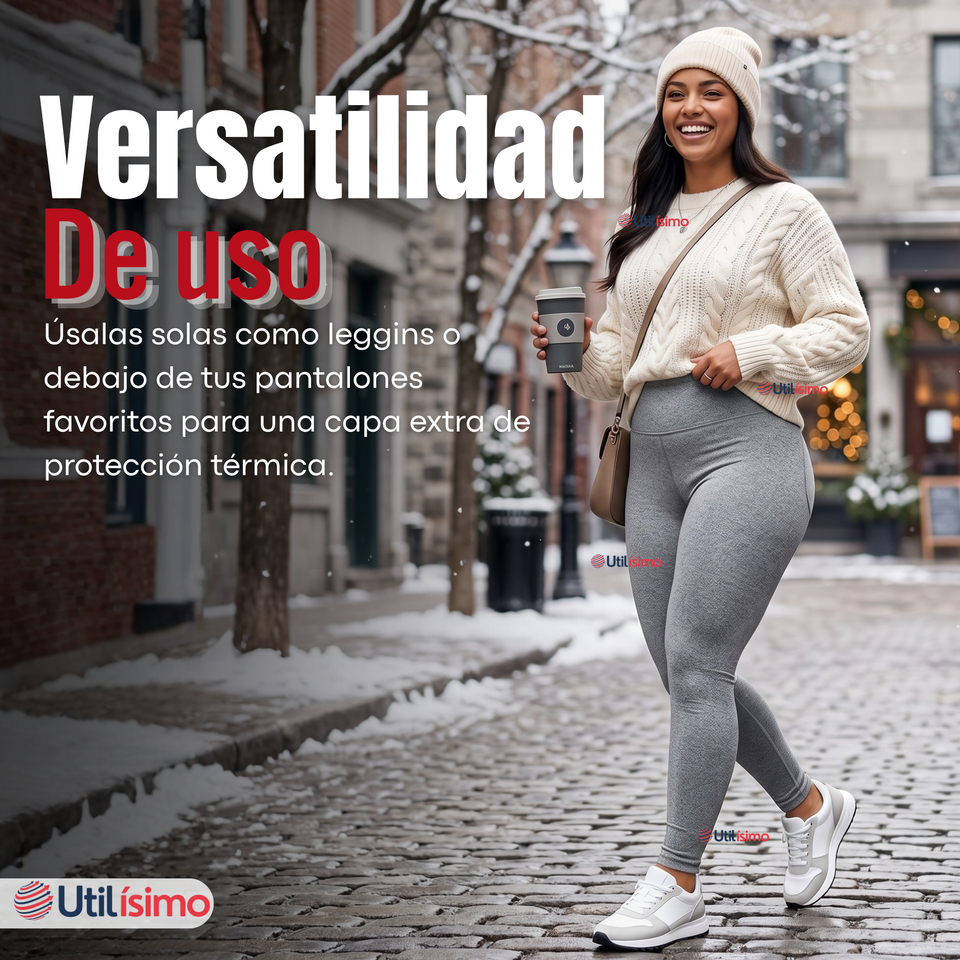Calza Polar Con Chiporro Térmica Mujer Elasticada Gris Melange
