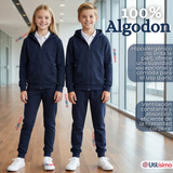 Conjunto Escolar Buzo Pantalón Y Polerón 100% Algodón Unisex Niños Azul 3 a 16 años