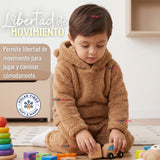 Buzo Polerón Conjunto Polar Niño Con Capucha Unicolor Café