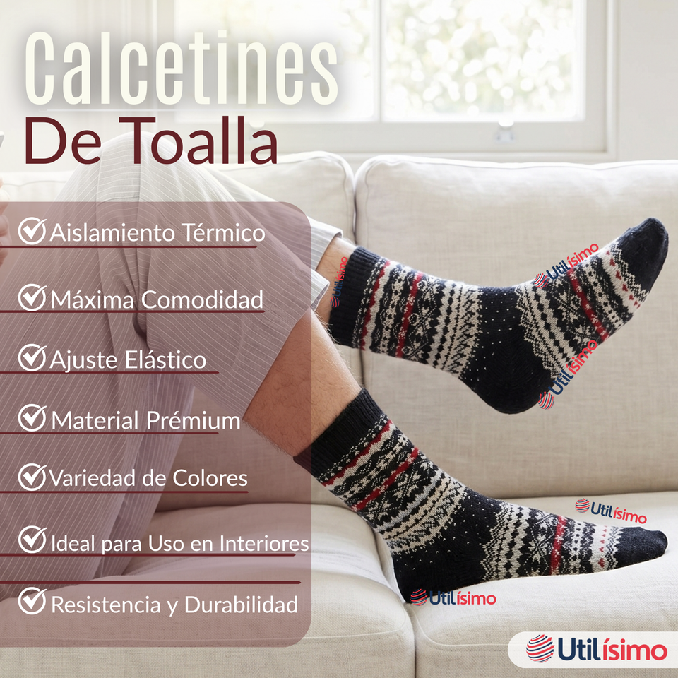Pack 2 Calcetines Toalla Grueso Hombre Frío Surtidos Invierno