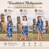 Pareo Pascuense Niña Hawaiano Azul Danza Fiestas Patrias