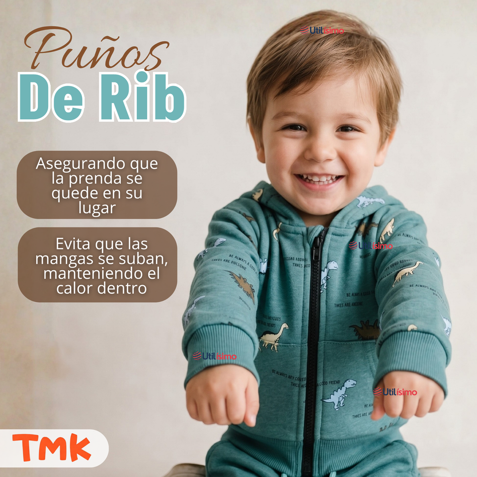 Buzo Polerón Con Capucha 2 Piezas Bebé Niño Green Dinosaur