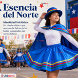 Pack 3 Trajes Nortinos Niña Azul 4 Piezas Con Poleras Baile Típico Fiestas Patrias