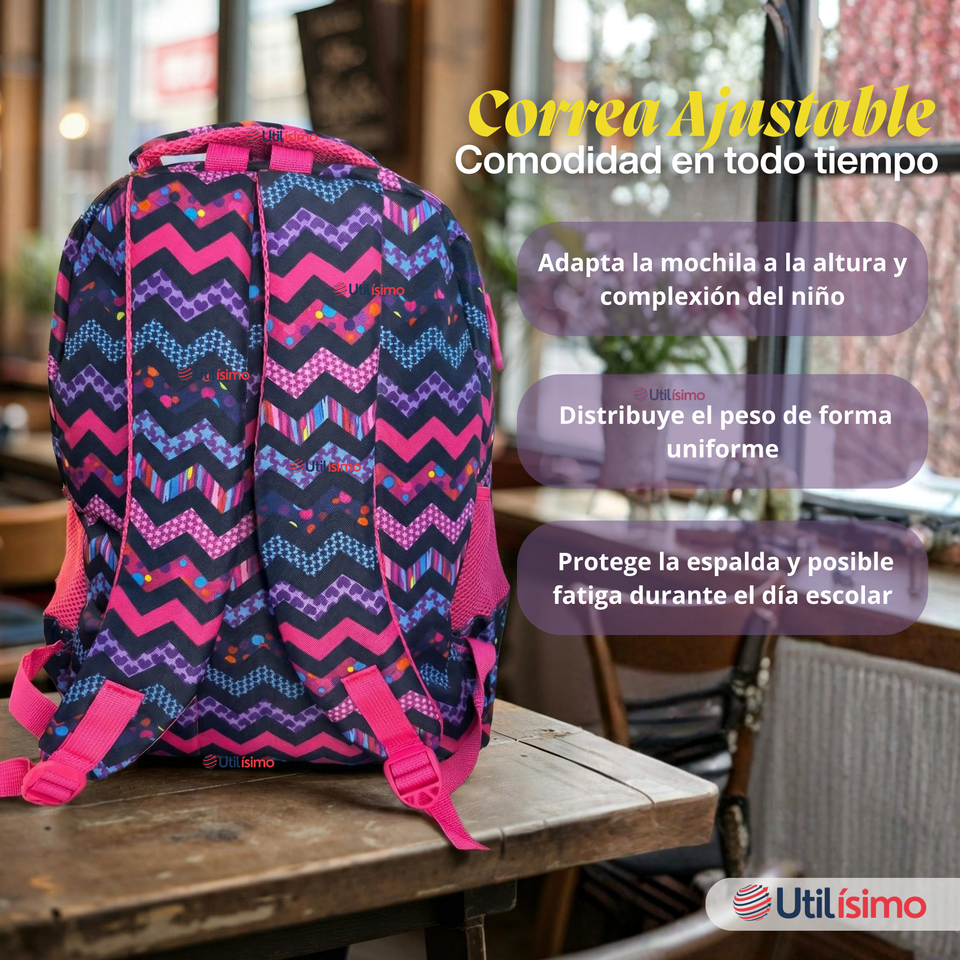 Mochila Escolar Bolso Con Estuche + Lonchera 45Cm Tela Oxford Niña Kitty Love