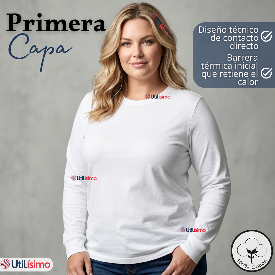 Pack 3 Camisetas Poleras 100% Algodón Basico Oversize Manga Larga Primera Capa Mujer