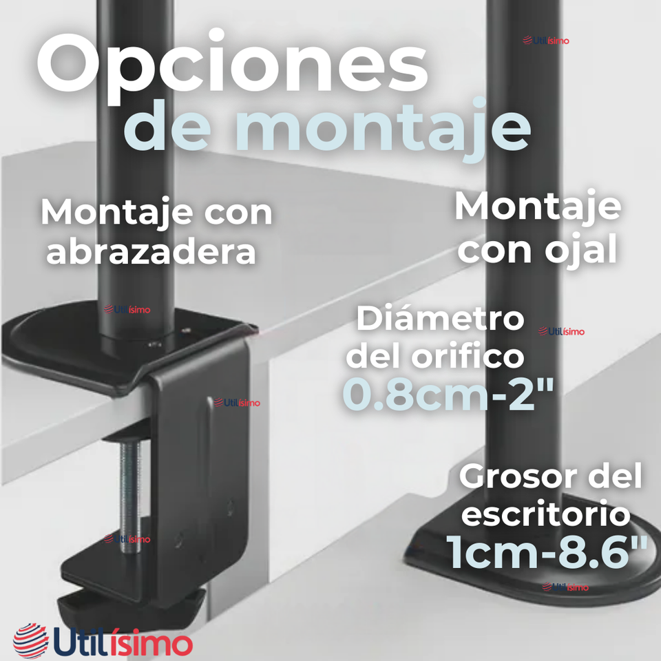 Soporte Monitor Escritorio Brazo Articulado 15 a 30 Pulgadas 15 17 19 22 24 27 28 29 30