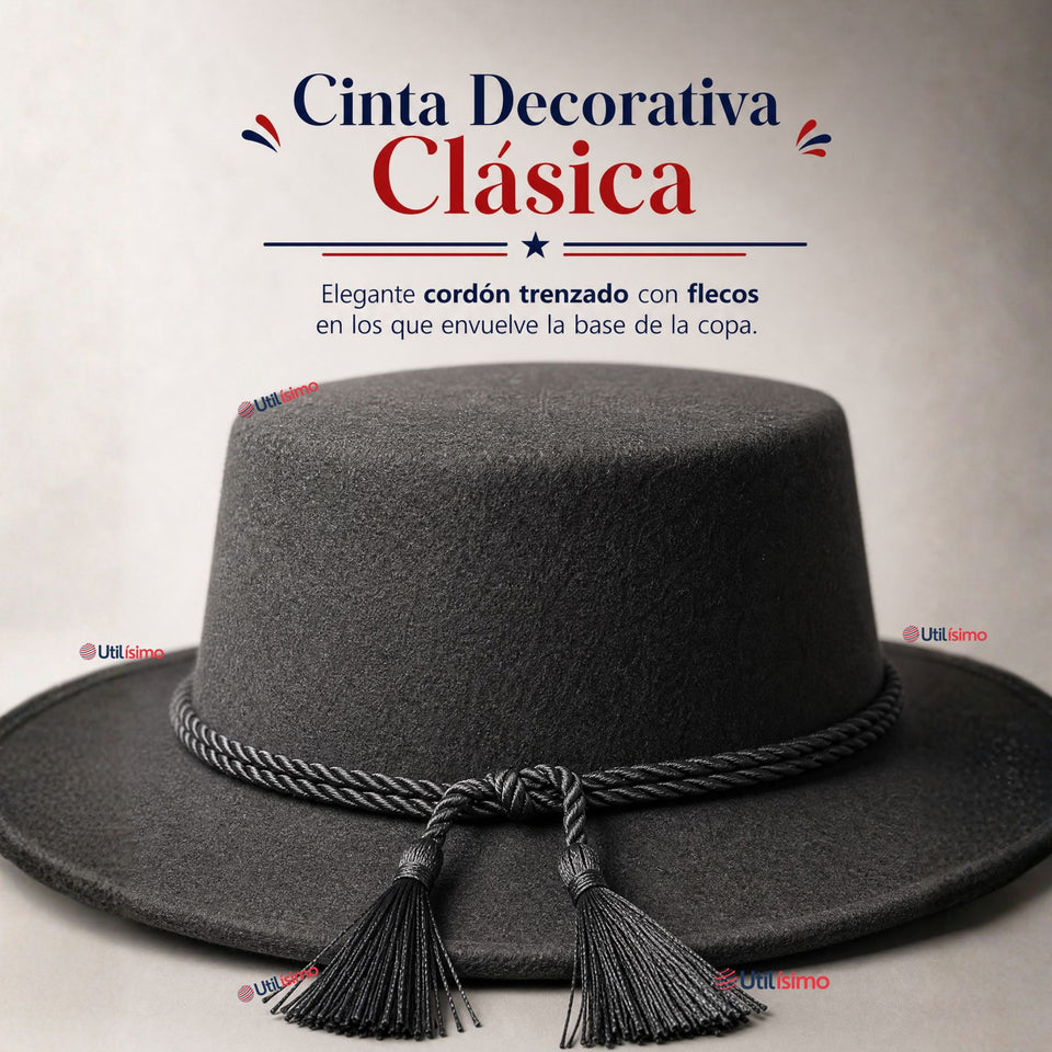 Pack 3 Sombrero Huaso Negro Tradicional Para Fiestas Patrias