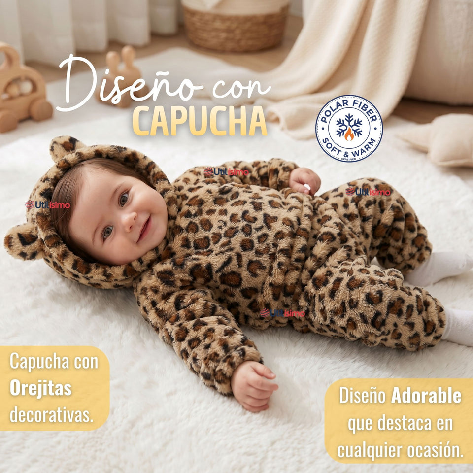 Buzo Polerón Conjunto Polar Niña Con Capucha Animal Print