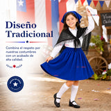 Traje Chilote Niña Azul Fiestas Patrias 3 Piezas Tradicional Chilota