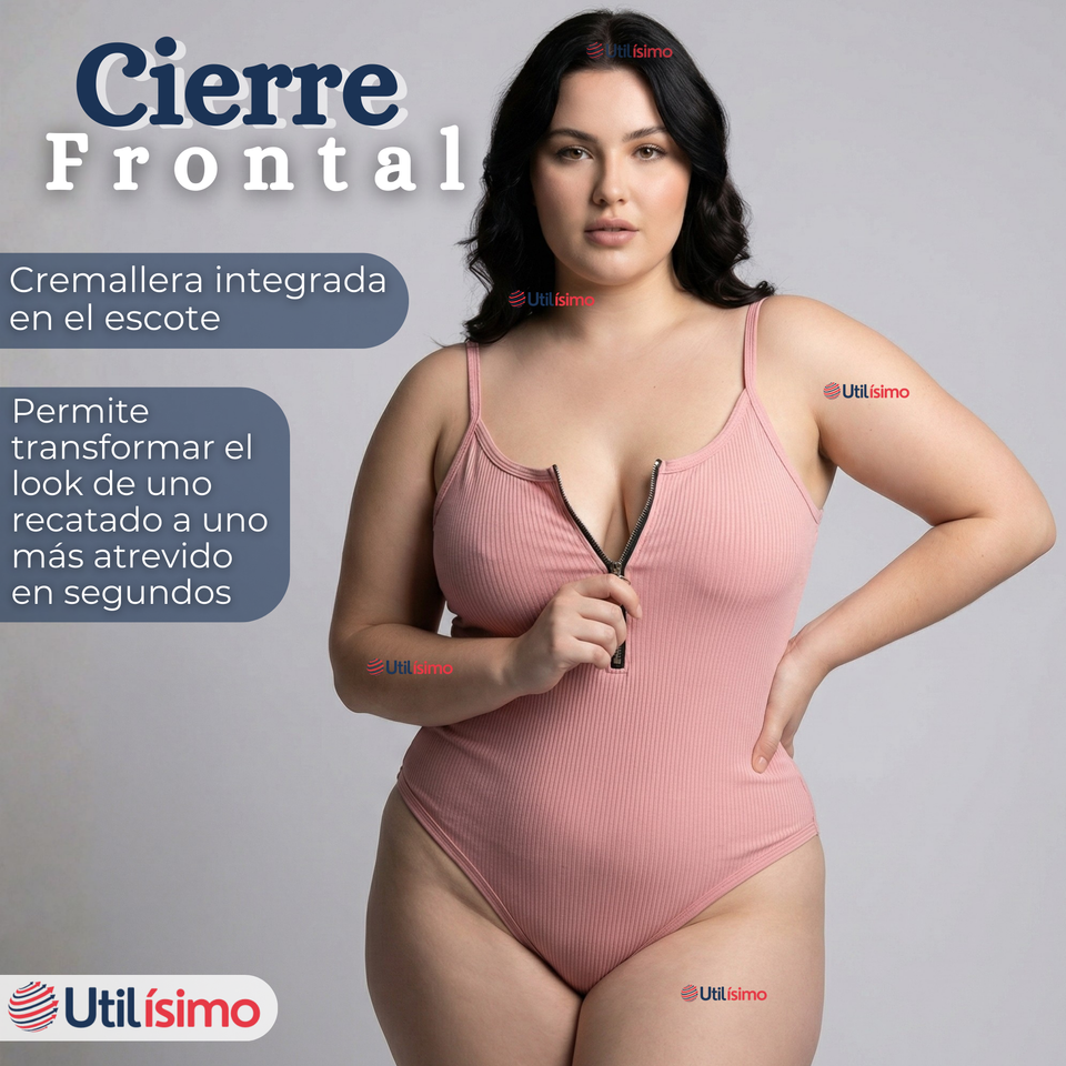 Body Con Cierre Delantero Sin Mangas Ligero Sutil Colores Surtidos Mujer
