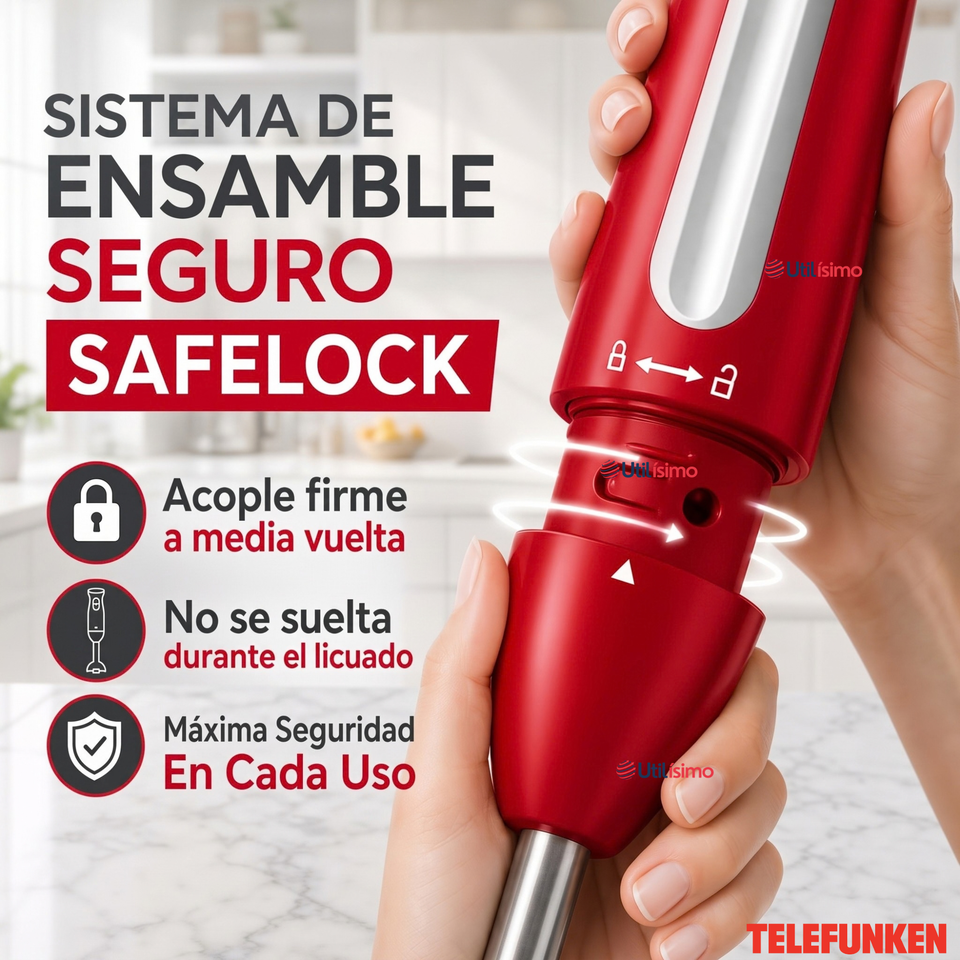 Batidora de inmersión Telefunken Smartmix 2500 roja acero inoxidable 800W