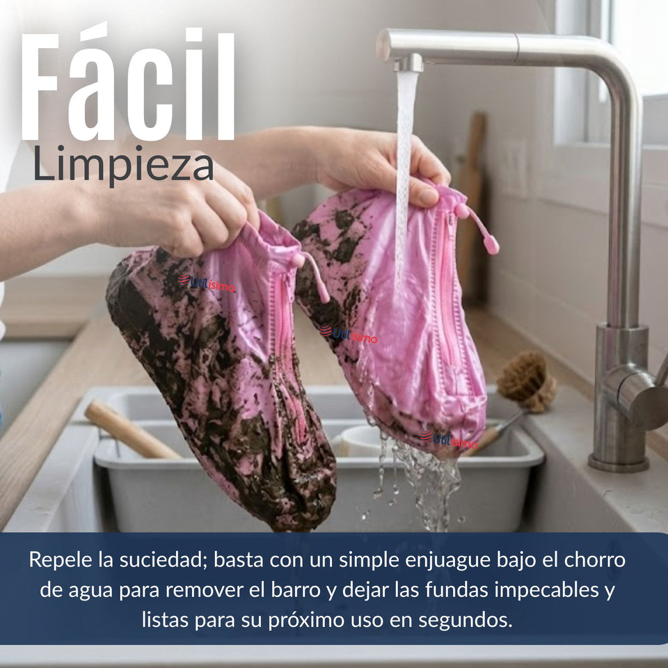 Fundas Cubre Calzado Impermeables Aislante Lluvia Rosado 1 Par