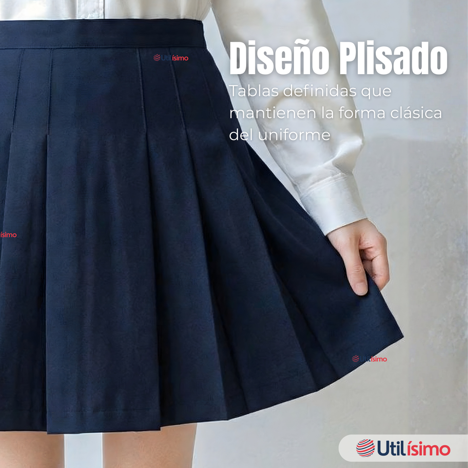 Falda Escolar Azul Niña Poliéster