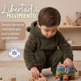 Buzo Polerón Conjunto Polar Niño Con Capucha Unicolor Verde Oscuro