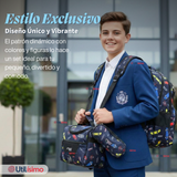 Mochila Bolso Escolar + Lonchera + Estuche 45Cm Niño Tela Oxford