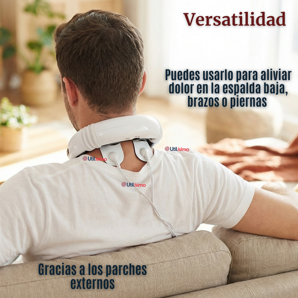 Masajeador Electro Estimulador Cervical Cuello Recargable 2 Electrodos