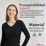 Camiseta Polar Polera Cuello V Mujer Manga Larga Tela Acanalada Colores Surtidos