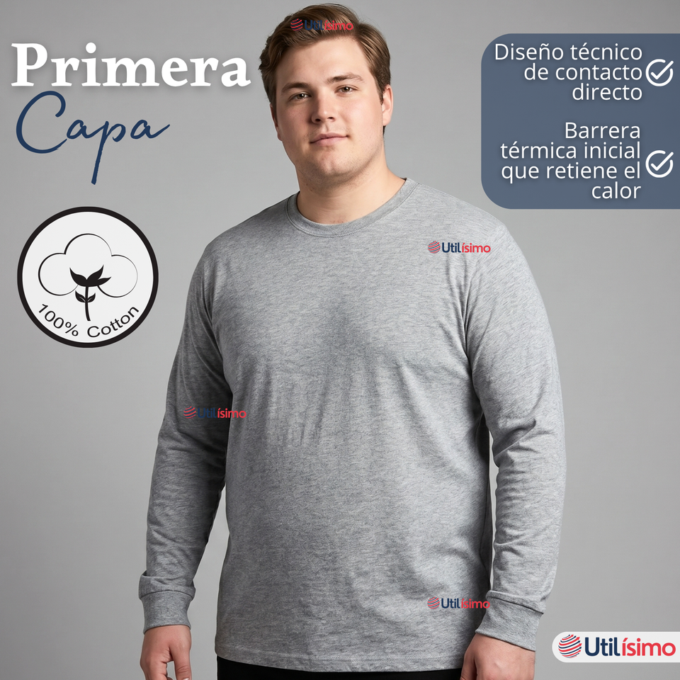 Pack 6 Camisetas Poleras 100% Algodón Basico Manga Larga Primera Capa Hombre