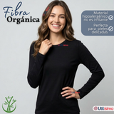 Pack 3 Camisetas Poleras Bambú Primera Capa Manga Larga Negro Mujer