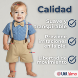 Conjunto de Vestir con Tirantes Camisa Pantalón Corto Algodón Niño