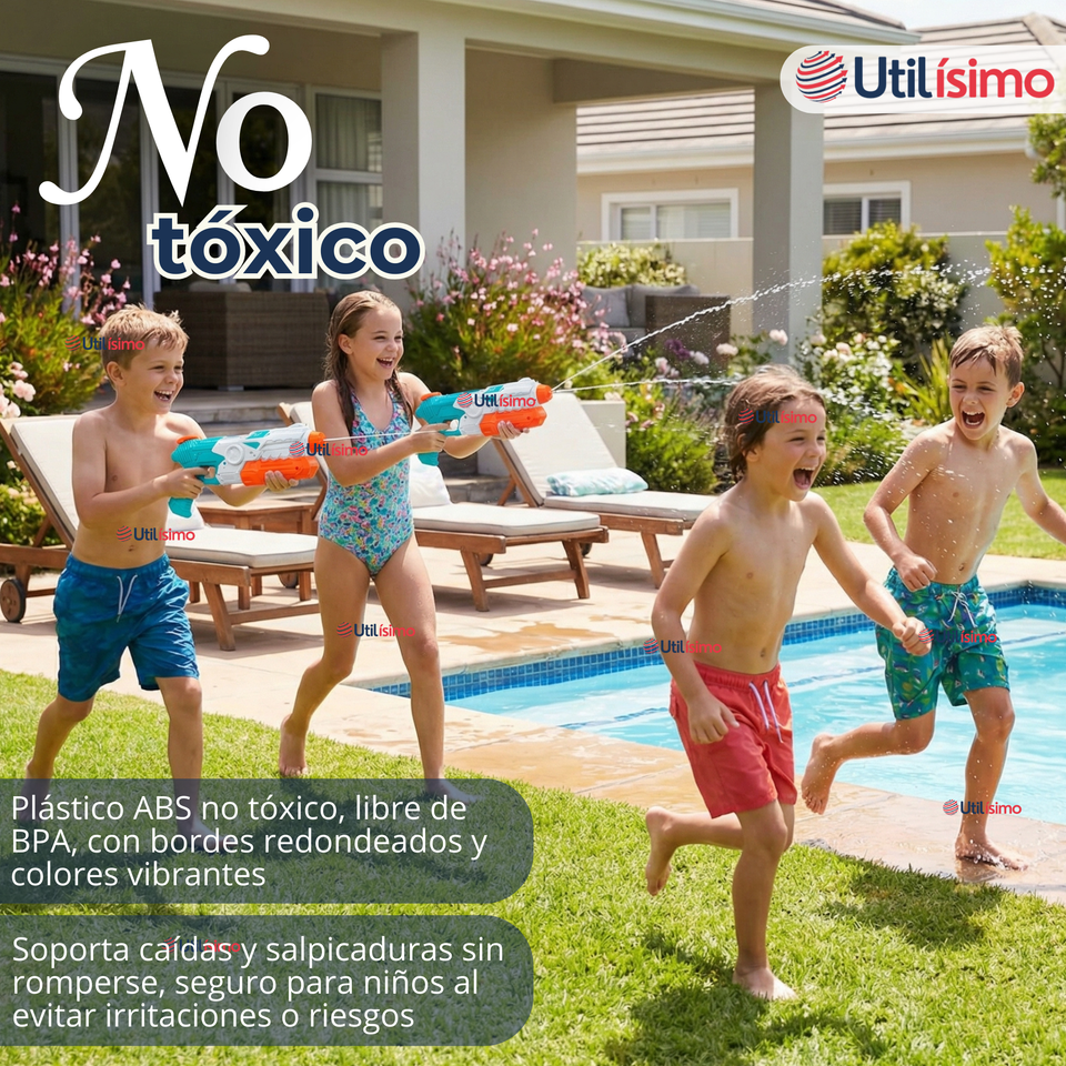 Pack 2 Pistolas Lanza Agua 34cm 600ml Juguete Colores Surtidos Niño