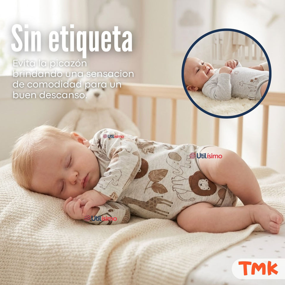 Pack 4 Bodys Manga Larga 100% Algodón Tedmimak Sweet Nature Bebé Niño