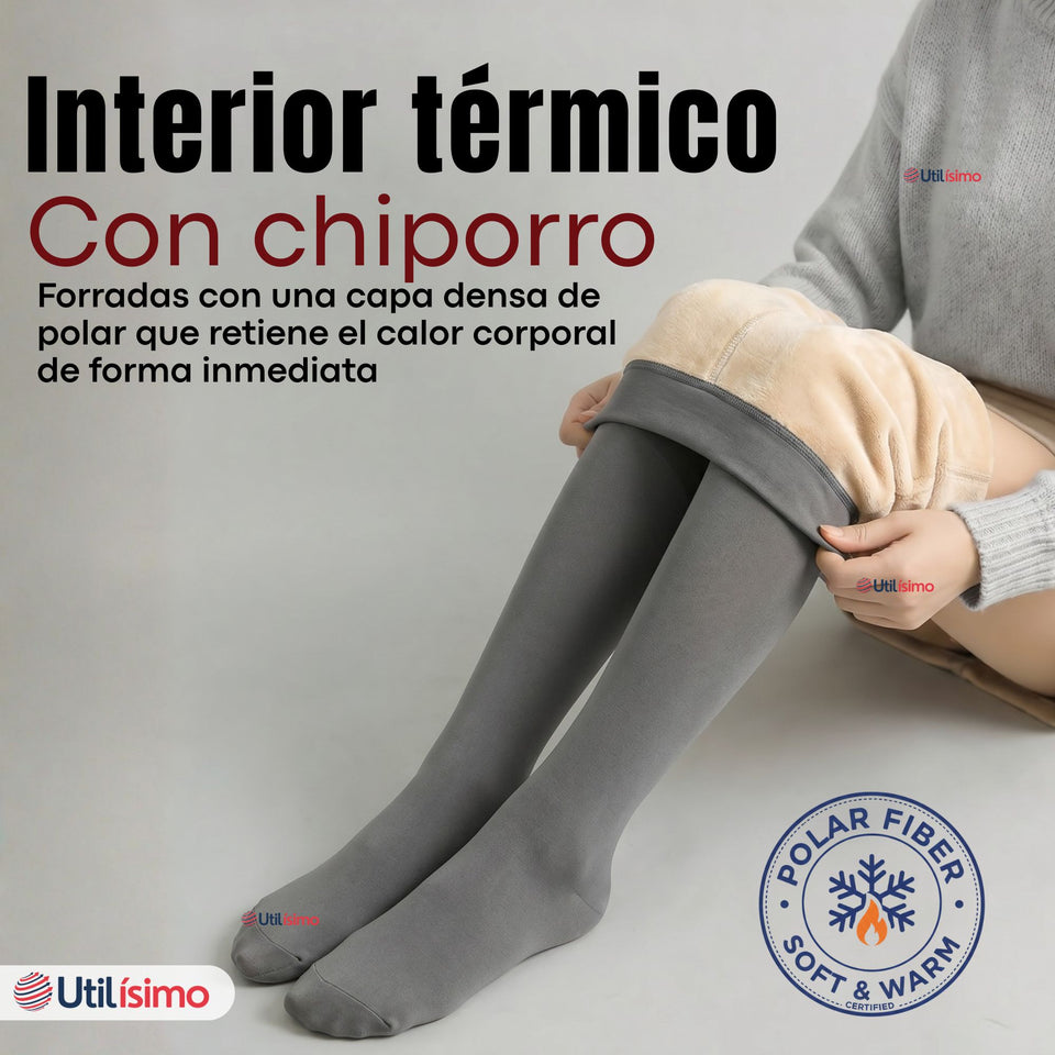 Pack 3 Calzas Pantys Con Chiporro Térmica Mujer Elasticada Gris