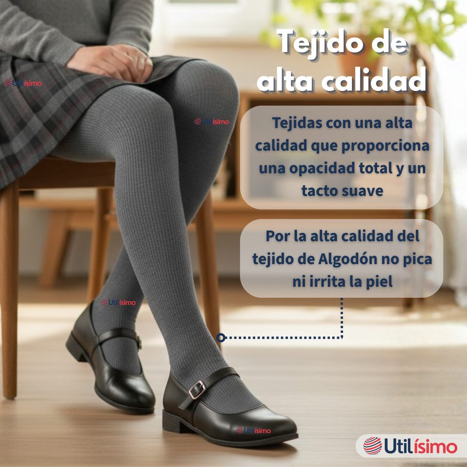 Pack 3 Panty Ballerinas Elasticadas Escolares Niña Algodón Gris