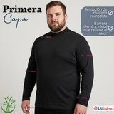 Camiseta Polera Bambú Primera Capa Cuello Beatle Manga Larga Colores Surtidos Hombre