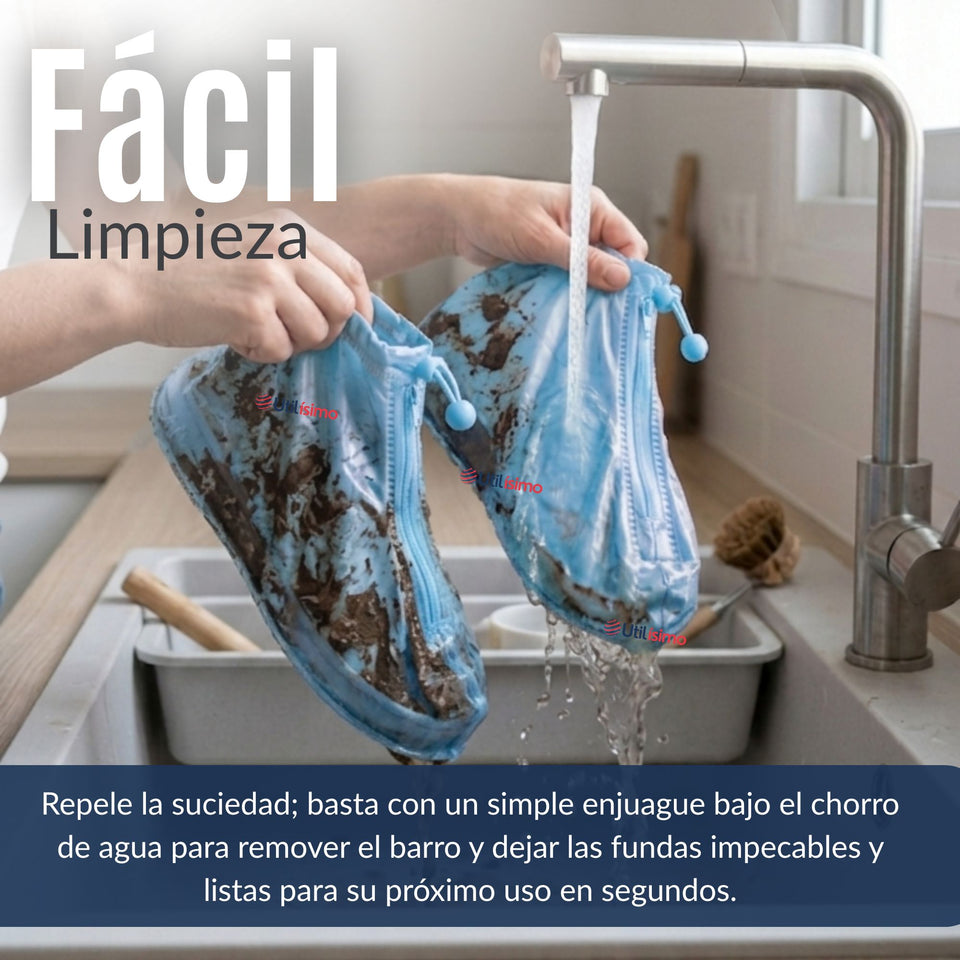 Fundas Cubre Calzado Impermeables Aislante Lluvia Azul 1 Par
