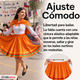 Traje Nortino Juvenil Con Polera 4 Piezas Naranja Baile Típico Fiestas Patrias