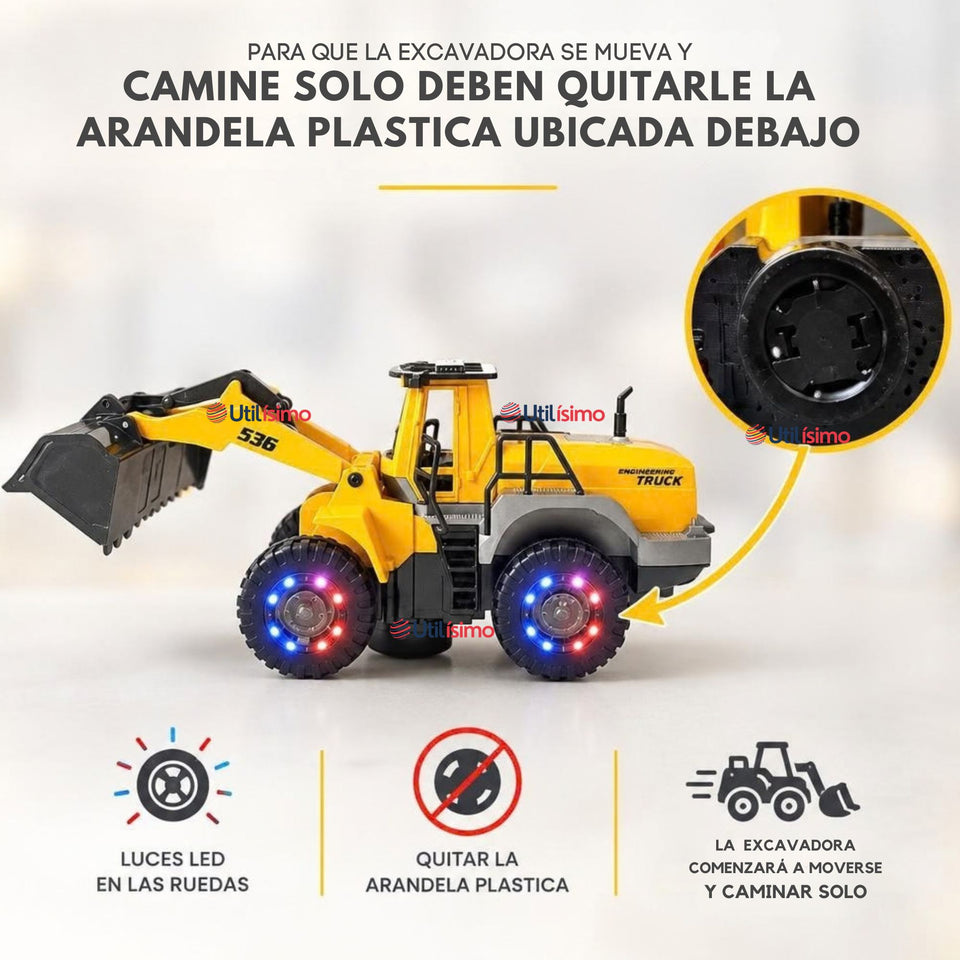 Excavadora Juguete Infantil Camión De Luces y Sonidos Interactivo Niño