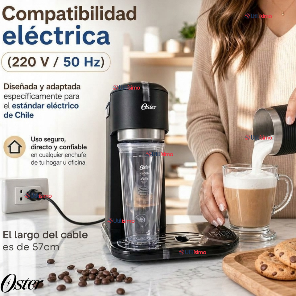 Cafetera Latte 4 en 1 Oster® Con Espumador Café Caliente Latte Helado Frappé BVSTDC02B