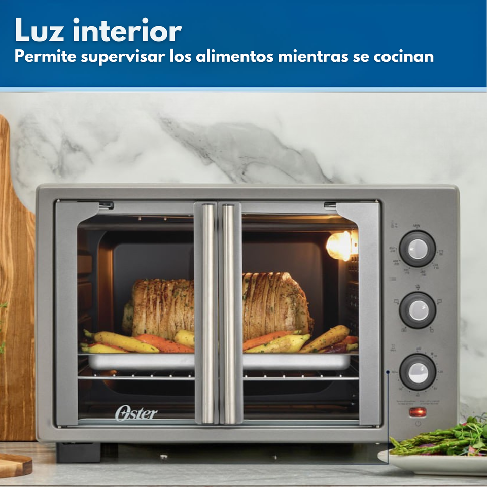 Horno con freidora de aire Oster® de 35 litros, puertas francesas, TSSTTV35FDMAFNS