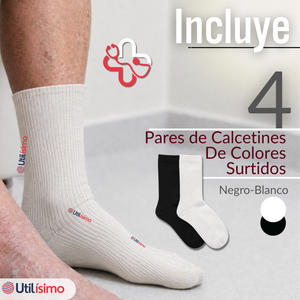 Pack 4 Pares Calcetines Diabéticos Hombre Algodón Suave Colores Surtidos Protección