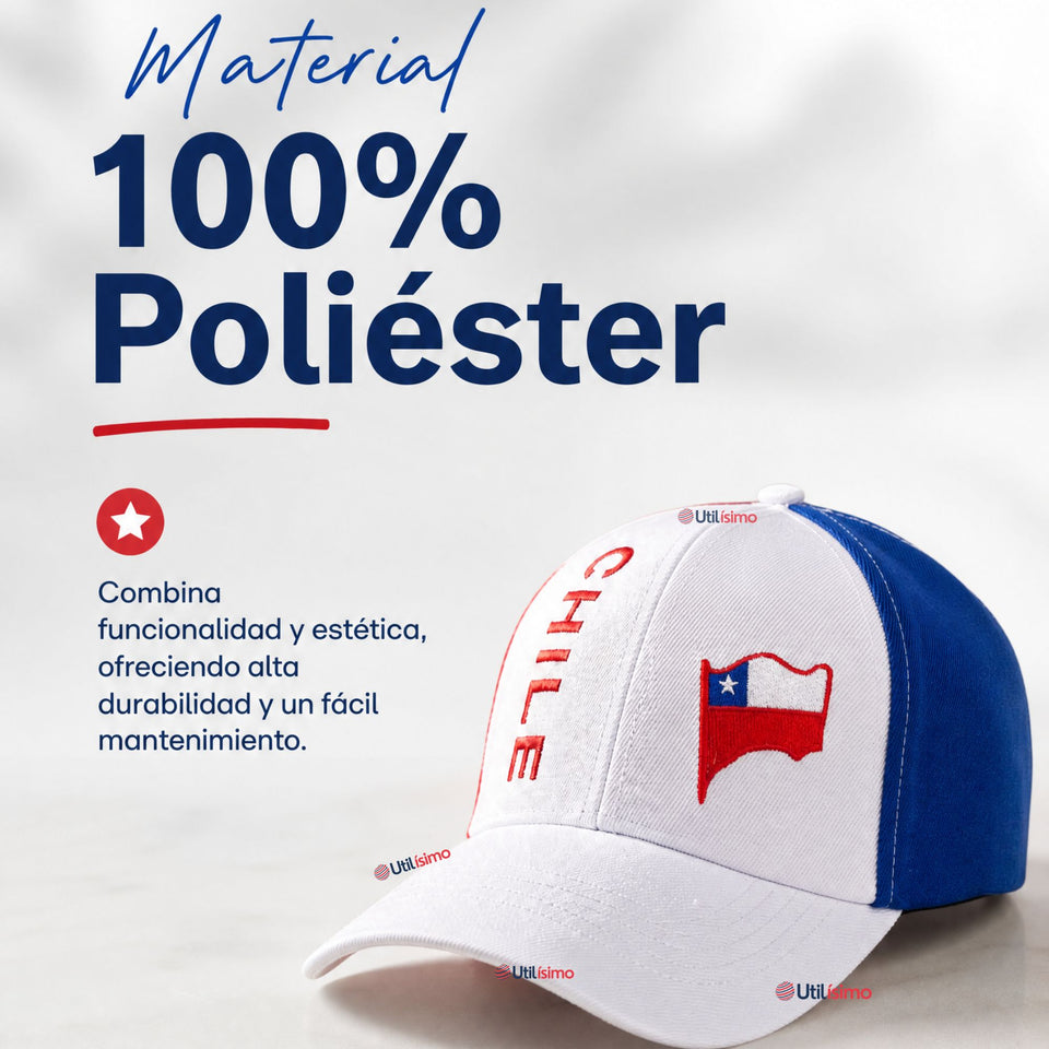 Jockey Gorro Mujer Bandera De Chile Bordado Tricolor