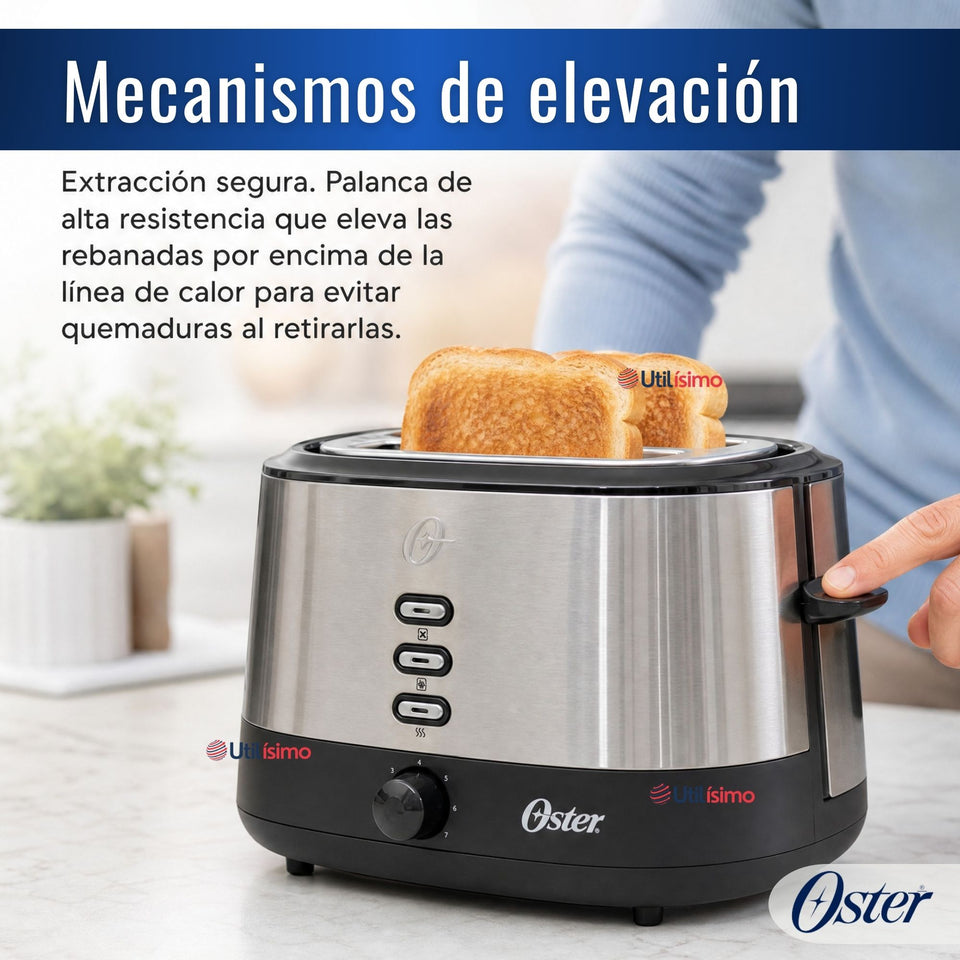 Tostador Oster® 2 rebanadas en acero inoxidable TSSTTR500 800W
