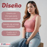 Pack 6 Camisetas Poleras Sin Mangas Tela Acanalada Algodón Mujer Colores Surtidos