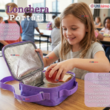 Mochila Escolar Kuromi 3D Con Ruedas Desmontable + Estuche + Lonchera Poliéster Morado Niña